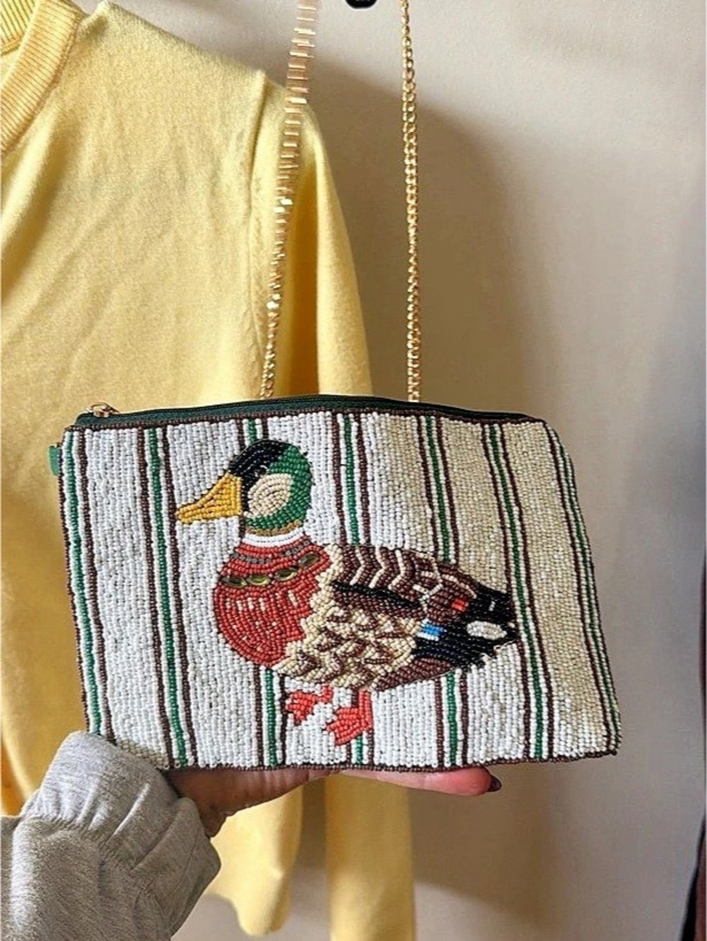 Beaded Duck Crossbody Bag